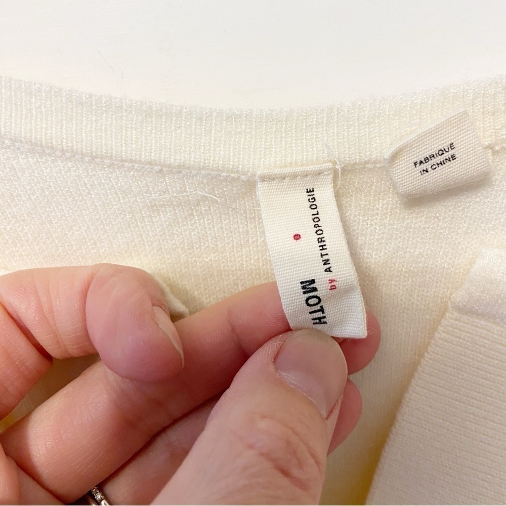 Moth - Anthropologie | Stripped Rayon Blend Cropped Sweater Size Small - Picture 5 of 9
